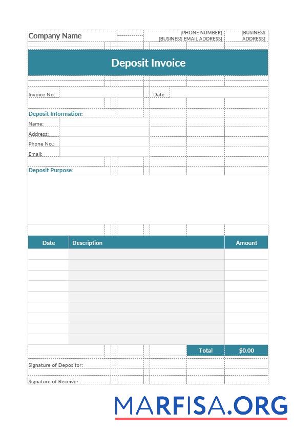Realistic Deposit Invoice Template